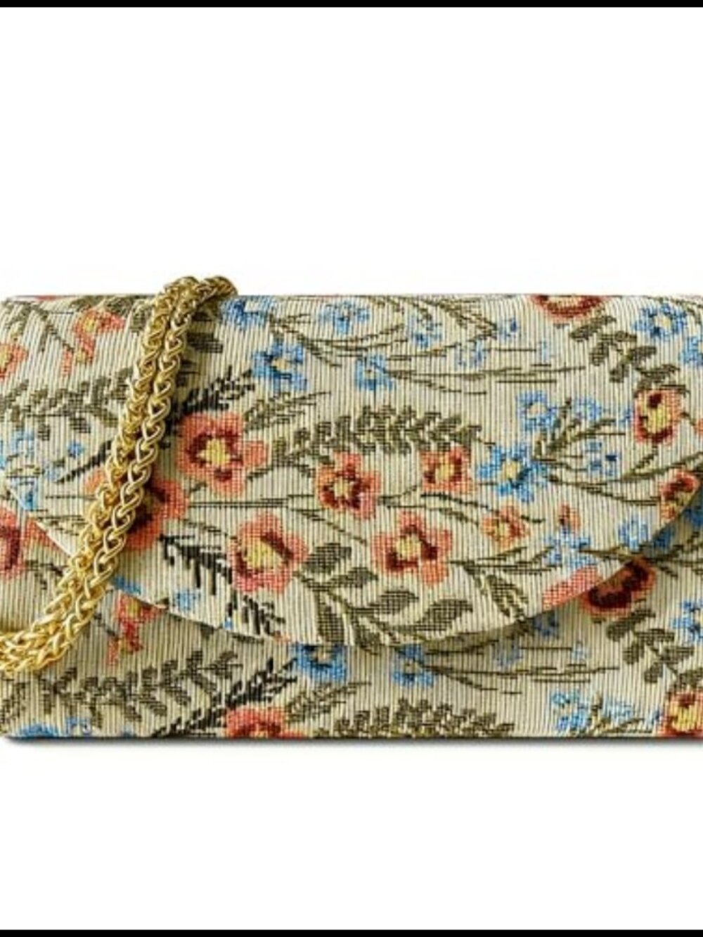 Floral Evening Clutch Purse Jacquard Knit Detachable Chain Crossbody